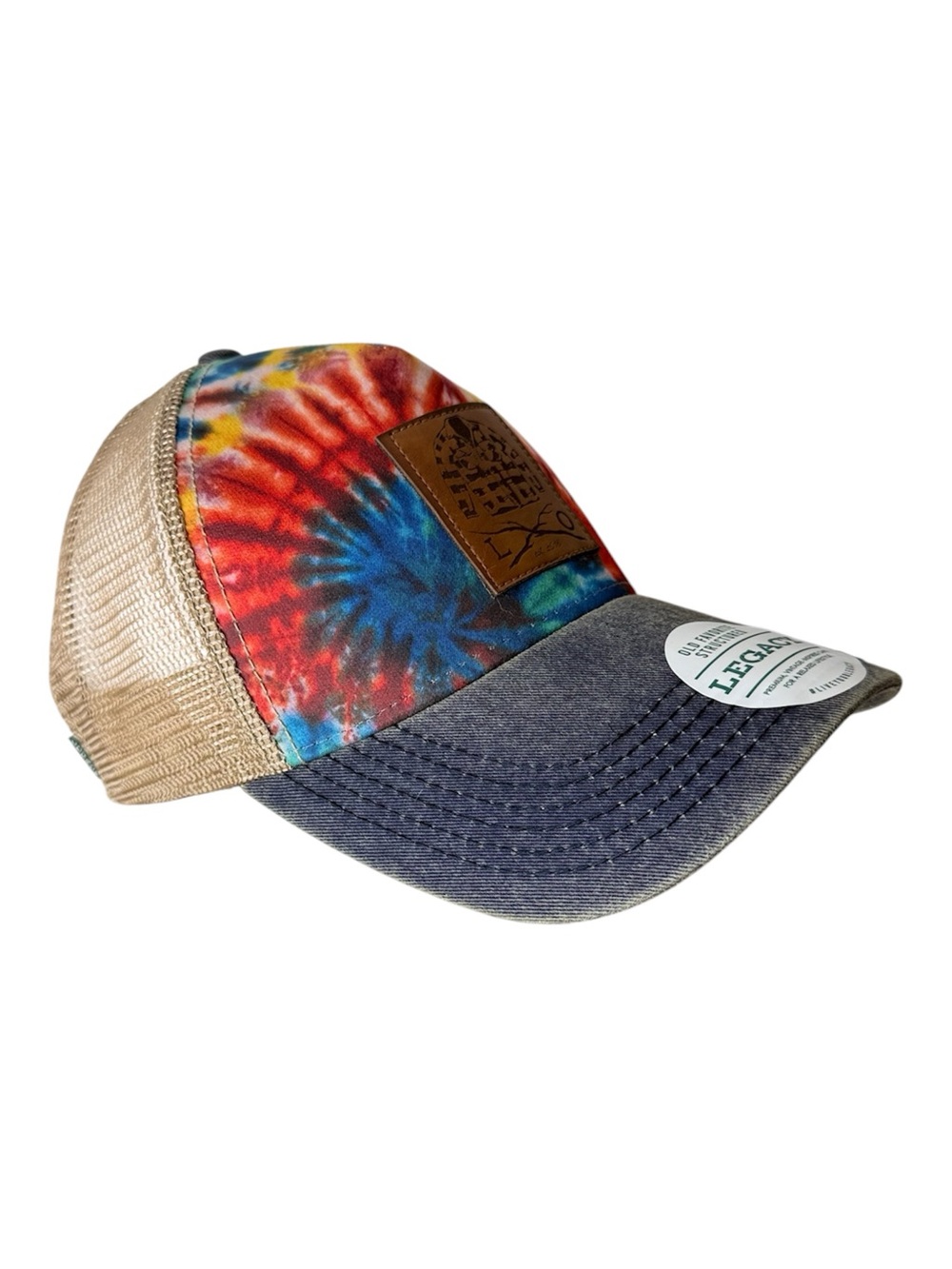 LEGACY New Langford Original Tie Dye Trucker Hat Ball Cap Mesh Distressed
